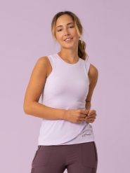 LaMunt Top funkcyjny "Maria" w kolorze fioletowym rozmiar: 42. Różowe topy LaMunt, bez wzorów, z materiału, bez kołnierzyka, bez ramiączek. Za 130.99 zł.