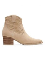 Clarks Skórzane botki "Elder Rae" w kolorze beżowym rozmiar: 37,5. Brązowe botki Clarks, bez wzorów, ze skóry, eleganckie, bez obcasa, bez zapięcia. Za 294.97 zł.