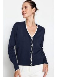 Trendyol Kardigan w kolorze granatowym rozmiar: M. Niebieskie swetry Trendyol, m, bez wzorów, bez ramiączek. Za 87.40 zł.