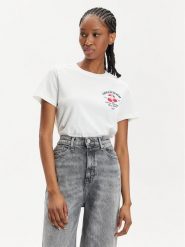 Tommy Jeans T-Shirt Novelty DW0DW17820 Biały Regular Fit. Białe t-shirty Tommy Jeans, l, bez wzorów, z bawełny, bez kołnierzyka, bez ramiączek. Za 129.99 zł.