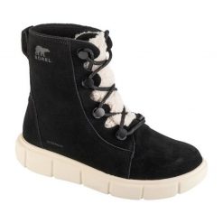Buty Sorel Explorer III Joan Cozy Wp 2077981010 czarne. Czarne botki bez wzorów, z futra, bez obcasa, bez zapięcia. Za 796.74 zł.