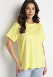 Żółty T-shirt z Bawełny w Klasycznym Stylu Tulseli. Żółte t-shirty Born2be, uniwersalny, bez wzorów, z bawełny, klasyczne, bez kołnierzyka, bez ramiączek. W wyprzedaży za 38.24 zł.