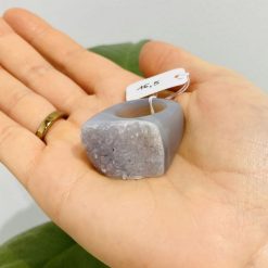 Pierścionek Druza Agatu Jasnoszara rozmiar 16,5. Szare pierścionki Brazi druse jewelry, z agatem. W wyprzedaży za 125.00 zł.