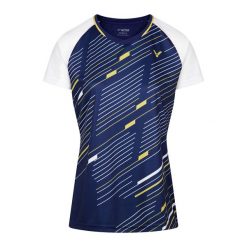 Koszulka sportowa damska VICTOR T-44100 B. Niebieskie t-shirty sportowe Victor, m, bez wzorów, z poliesteru, bez ramiączek. Za 219.00 zł.