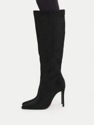 Nine West Kozaki EO-C6008-1 Czarny. Czarne kozaki Nine West, bez wzorów, z materiału, bez obcasa, na szpilce, bez zapięcia. Za 379.99 zł.