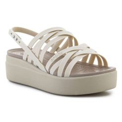 Sandały Crocs Brooklyn strappy lowwdg 206751-2Y2 beżowy. Brązowe sandały bez wzorów, z materiału, eleganckie, bez obcasa, bez zapięcia. Za 380.97 zł.