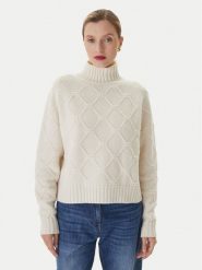 Elisabetta Franchi Sweter MK-55T-57E2 Biały Regular Fit. Białe swetry Elisabetta Franchi, bez wzorów, z wełny, bez ramiączek. Za 1,799.00 zł.