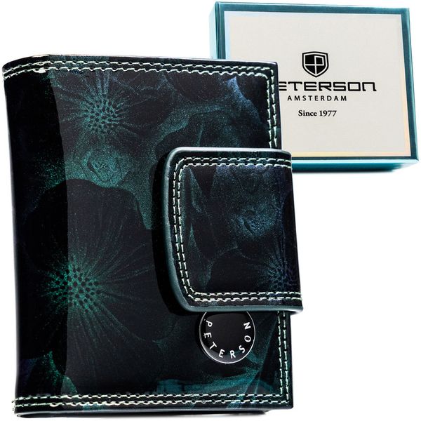Portfel damski Peterson PTN PS329-FDS zielony. Zielone portfele Peterson, bez wzorów, ze skóry. Za 96.99 zł.