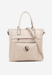 Ciemnobeżowa Torebka Typu Shopper z Paskiem Crossbody Zdobiona Aplikacją Idaniela. Brązowe shopper bag Renee, z aplikacjami, z jeansu, eleganckie, na ramię, zdobione, bez dodatków. W wyprzedaży za 99.99 zł.