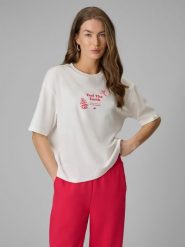 4F T-shirt regular z nadrukiem damski - biały S. Białe t-shirty 4f, s, bez wzorów, z dzianiny, klasyczne, bez kołnierzyka, bez ramiączek. Za 79.99 zł.