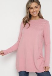 Różowy Długi Sweter o Luźnym Fasonie Argaria. Czerwone swetry Born2be, na jesień, z aplikacjami, bez ramiączek. W wyprzedaży za 67.99 zł.