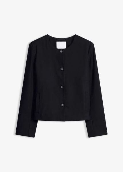 Krótki żakiet. Szare marynarki i żakiety bonprix, bez wzorów, eleganckie, bez ramiączek. Za 219.99 zł.