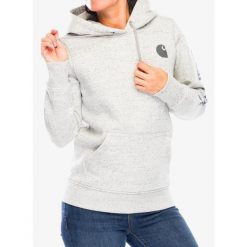 Bluza z kapturem damska Carhartt Logo Sleeve Graphic Sweatshirt. Szare bluzy Carhartt, s, bez wzorów, casualowe, bez ramiączek, z kapturem. Za 255.99 zł.