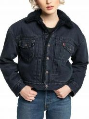 KURTKA SHERPA DAMSKA Levi's 36464-0005 L. Niebieskie kurtki Levi's, l, bez wzorów, z dresówki, sportowe, bez kaptura. Za 639.00 zł.