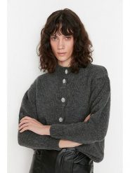Trendyol Kardigan w kolorze antracytowym rozmiar: L. Czarne swetry Trendyol, l, bez wzorów, bez ramiączek. Za 100.95 zł.