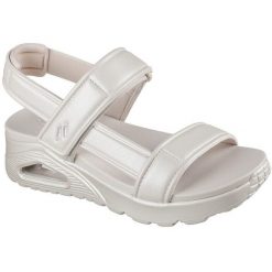Sandały Skechers Uno-basically Pretty, Kobiety. Białe sandały Skechers, bez wzorów, ze skóry ekologicznej, casualowe, bez obcasa, bez zapięcia. Za 390.00 zł.