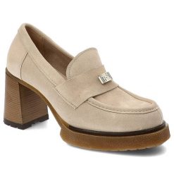 Beżowe Półbuty Armodo Eleganckie Obuwie Na Obcasie. Brązowe półbuty wsuwane Armodo, bez wzorów, z zamszu, eleganckie, bez obcasa, na obcasie. Za 289.00 zł.