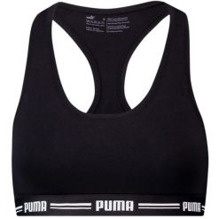 Stanik sportowy damski Puma Racer Back Top 1P Hang. Czarne biustonosze sportowe Puma, bez wzorów, na fitness i siłownię. W wyprzedaży za 71.45 zł.