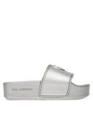 KARL LAGERFELD Klapki Kondo Maxi KL80819M Srebrny. Szare klapki KARL LAGERFELD, bez wzorów, z tworzywa sztucznego, bez obcasa, bez zapięcia. Za 279.99 zł.