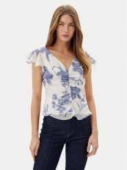 Guess Bluzka W5GH86 WCWF2 Biały Classic Fit. Białe bluzki Guess, m, z aplikacjami, z syntetyku, bez kołnierzyka, bez ramiączek. Za 279.99 zł.