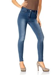 Heine Dżinsy - Skinny fit - w kolorze niebieskim rozmiar: 36. Niebieskie jeansy Heine, bez wzorów, z podwyższonym stanem. Za 92.86 zł.