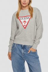 GUESS Szara damska bluza z logo Original Fleece, Rozmiar L. Szare bluzy bez kaptura Guess, l, z aplikacjami, z materiału, bez kaptura. W wyprzedaży za 319.99 zł.