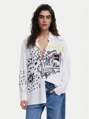 Desigual Koszula Persefone 25SWCW41 Biały Loose Fit. Białe koszule Desigual, xs, bez wzorów, z wiskozy, bez kołnierzyka, bez ramiączek. Za 219.99 zł.