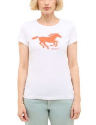 Damski T-Shirt Mustang Style Loa General White 1016508 2045. Białe t-shirty Mustang, m, bez wzorów, bez kołnierzyka, bez ramiączek. Za 79.99 zł.