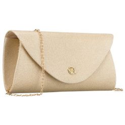 Złota, brokatowa kopertówka damska wykonana z tkaniny syntetycznej Rovicky R-XS029-2. Żółte kopertówki ROVICKY, bez wzorów, z syntetyku, bez dodatków. Za 45.00 zł.