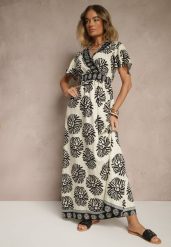 Beżowo-Czarna Sukienka w Print Boho z Wiskozy Rozkloszowana z Dekoltem V Palarina. Czarne sukienki Renee, l, bez wzorów, z wiskozy, boho, bez kołnierzyka, bez ramiączek, maxi, rozkloszowane. W wyprzedaży za 83.99 zł.