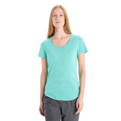 Koszulka Turystyczna Damska Icebreaker Sphere II SS Scoop T-Shirt. Zielone t-shirty Icebreaker, s, bez wzorów, sportowe, bez kołnierzyka, bez ramiączek. Za 255.68 zł.