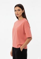 Bawełniany t-shirt, Comfort Fit, T-FLAME. Pomarańczowe t-shirty Volcano, m, bez wzorów, z bawełny, klasyczne, bez kołnierzyka, bez ramiączek. Za 54.99 zł.