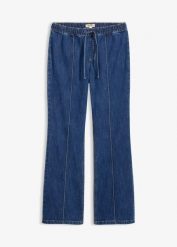 Dżinsy bootcut ze średnim stanem, wygodny pas. Niebieskie jeansy bonprix, bez wzorów, z jeansu. Za 149.99 zł.