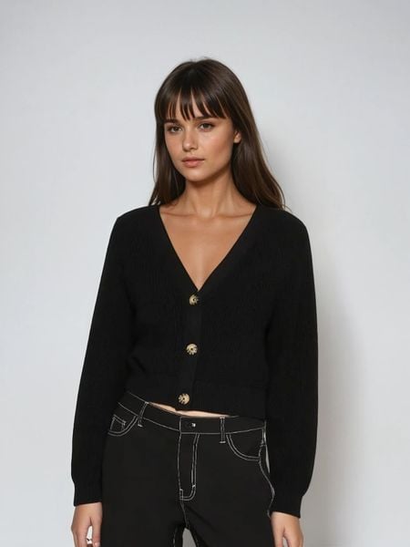 Monki Kardigan w kolorze czarnym rozmiar: XXS. Czarne swetry Monki, xxs, bez wzorów, z bawełny, bez ramiączek. Za 43.99 zł.