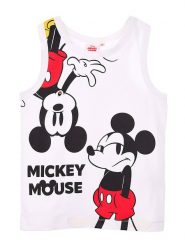 Disney Mickey Mouse Top "Mickey" w kolorze białym rozmiar: 128. Białe topy DISNEY - MICKEY MOUSE, bez wzorów, z bawełny, bez kołnierzyka, bez ramiączek. Za 40.24 zł.