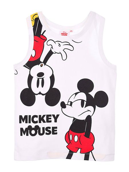 Disney Mickey Mouse Top "Mickey" w kolorze białym rozmiar: 98. Białe topy DISNEY - MICKEY MOUSE, bez wzorów, z bawełny, bez kołnierzyka, bez ramiączek. Za 27.95 zł.