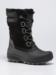 Kamik Skórzane kozaki zimowe "Lauren" w kolorze czarnym rozmiar: 37. Czarne kozaki Kamik, na zimę, bez wzorów, z polaru, eleganckie, z okrągłym noskiem, bez obcasa, bez zapięcia. Za 478.62 zł.