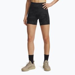 Spodenki treningowe damskie Under Armour Project Rock Middy. Czarne szorty sportowe Under Armour, bez wzorów, na fitness i siłownię. Za 219.99 zł.