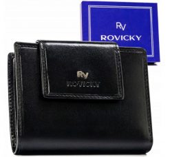Portfel skórzany Rovicky RV-70613-9-BCA czarny. Czarne portfele ROVICKY, z aplikacjami, ze skóry. Za 74.00 zł.
