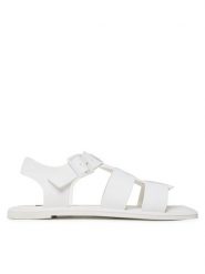 Steve Madden Sandały Danica SM11002414-002 Biały. Białe sandały Steve Madden, bez wzorów, ze skóry, bez obcasa, na płaskiej podeszwie, bez zapięcia. Za 349.99 zł.