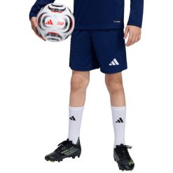 Spodenki dla dzieci adidas Entrada 26. Niebieskie szorty adidas, bez wzorów, młodzieżowe. Za 67.99 zł.