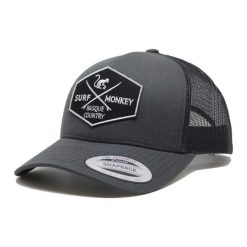 Czapka Trucker - 6 paneli / Rozmiar uniwersalny (Czarny / Ciemny Szary). Szare czapki z daszkiem SURF MONKEY, z aplikacjami, sportowe. Za 179.95 zł.
