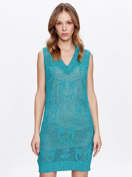 Pinko Sukienka dzianinowa Abbracciato 100631 A0K2 Zielony Regular Fit. Zielone sukienki Pinko, xl, bez wzorów, z dzianiny, bez kołnierzyka, bez ramiączek. Za 1,179.00 zł.