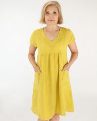 Lniana sukienka mini. Sukienki Unisono, l, bez wzorów, z tkaniny, bez kołnierzyka, bez ramiączek, mini. Za 229.00 zł.