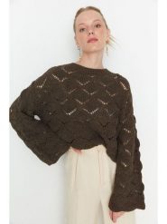 Trendyol Sweter w kolorze brązowym rozmiar: S. Brązowe swetry Trendyol, s, bez wzorów, bez ramiączek. Za 65.99 zł.
