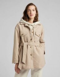 LEE WOOL OVERSHIRT WORKWEAR DAMSKI PŁASZCZ WHITE L45HTBTW 112144045. Białe płaszcze Lee, l, bez wzorów, bez kaptura. Za 339.99 zł.