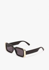 Czarne Okulary Przeciwsłoneczne z Grubymi Nausznikami Vintage Amikesa. Czarne okulary przeciwsłoneczne Renee, bez wzorów. W wyprzedaży za 31.99 zł.