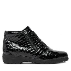 Botki Caprice. Czarne botki Caprice, bez wzorów, bez obcasa, na płaskiej podeszwie, bez zapięcia. Za 339.99 zł.