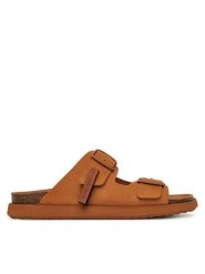 D.Franklin Klapki DFSH407001 Brązowy. Brązowe klapki D.Franklin, bez wzorów, ze skóry, bez obcasa, bez zapięcia. Za 299.99 zł.