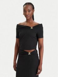 Guess Bluzka W6GP12 K2935 Czarny Regular Fit. Czarne bluzki Guess, l, z aplikacjami, bez kołnierzyka, bez ramiączek. Za 279.99 zł.